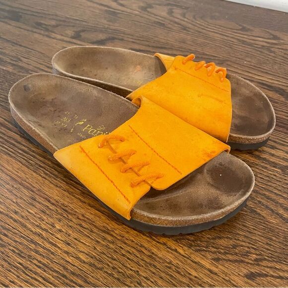 Birkenstock Shoes - BIRKENSTOCK Papillo Orange Leather Lace Up Slip On Sandals